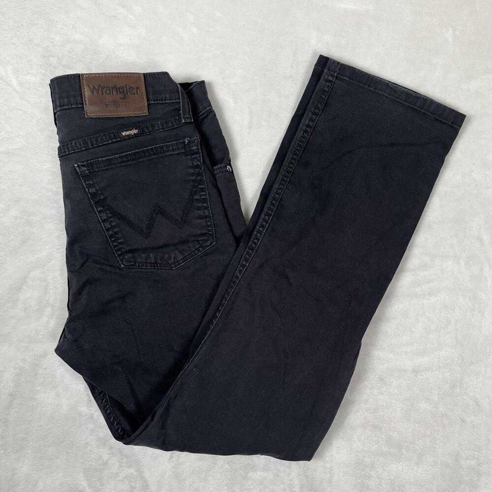 Wrangler Authentics Black Pants Mens 32x30 Straight Stretch Dark Wash